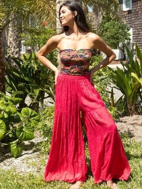 Natural Life Red Floral Jacquard Patti Palazzo Pants - Size L - NWOT